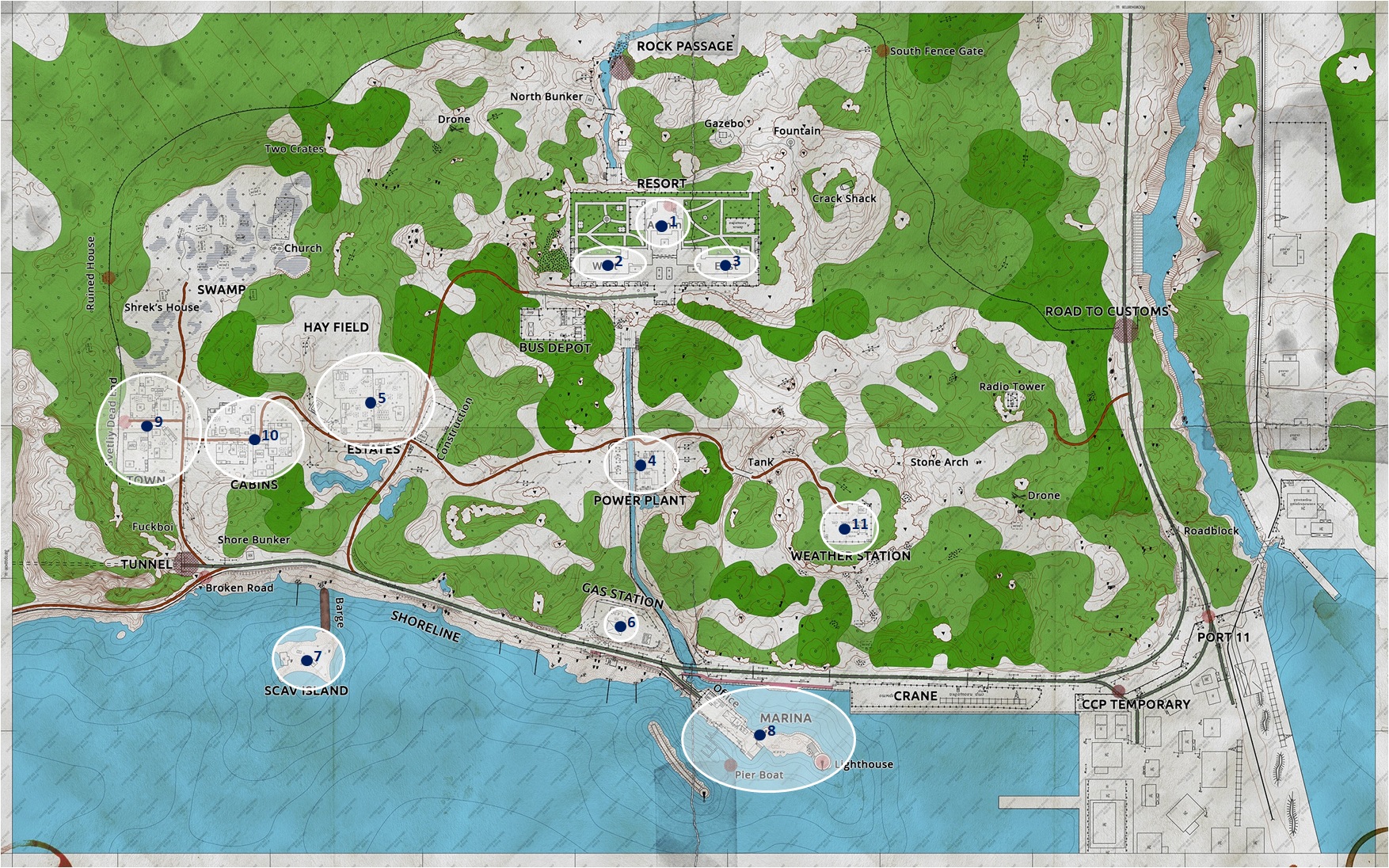 Shoreline Buried Cache Map   Shoreline Points 